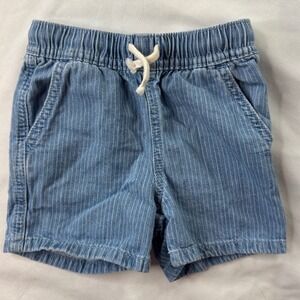 Cat & Jack Kids Blue Pinstripe Denim Shorts Elastic Waist Drawstring 2T beach